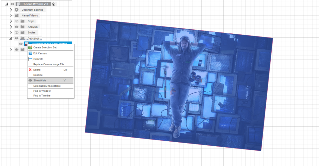 My reference image aligned and calibrated on my canvas.